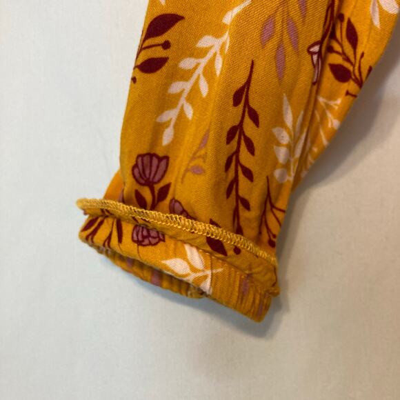 ❤️5/$25 SALE Tahari Girl’s Yellow Orange Floral Long Sleeve Flowy Blouse Top - Picture 4 of 9